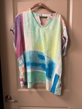 Chico's Multicolor V-Neck Beach Coverup